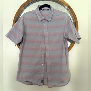 Travis Mathew Blue Pink Button Down Short Sleeve Shirt Mens Small